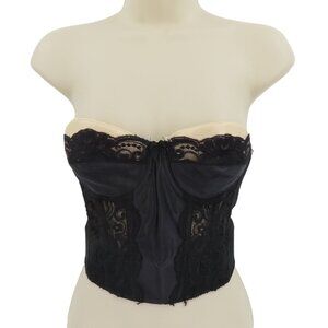 Victorias Secret 34B Strapless Longline Bustier Bra Corset Black Lace Gold Label